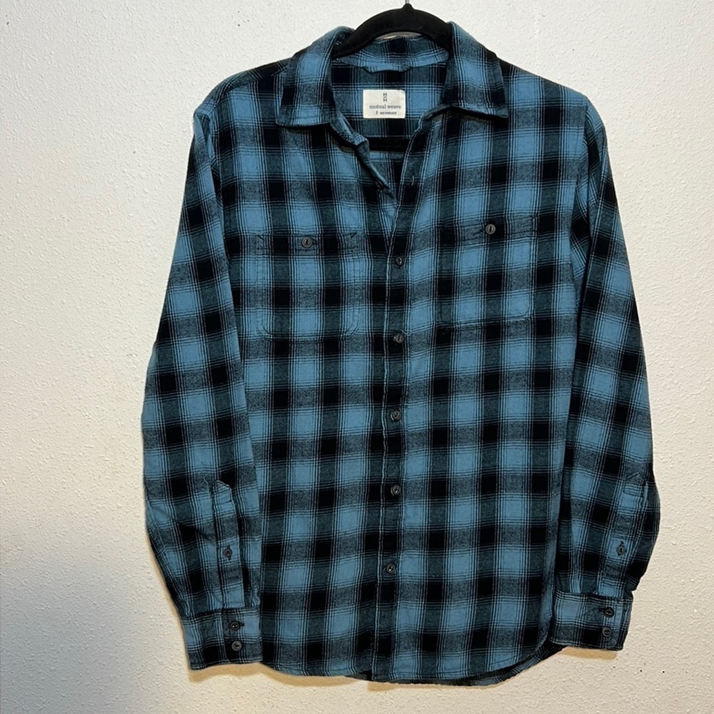 Mutual Weave Mens Plaid Button Down Shirt Size Small